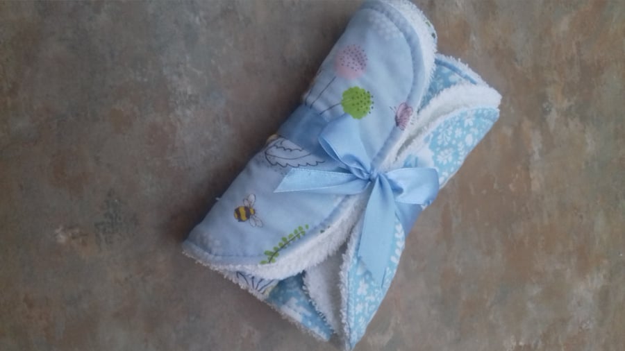 Baby boy Peter rabbit burping cloth set