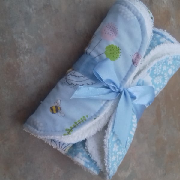 Baby boy Peter rabbit burping cloth set