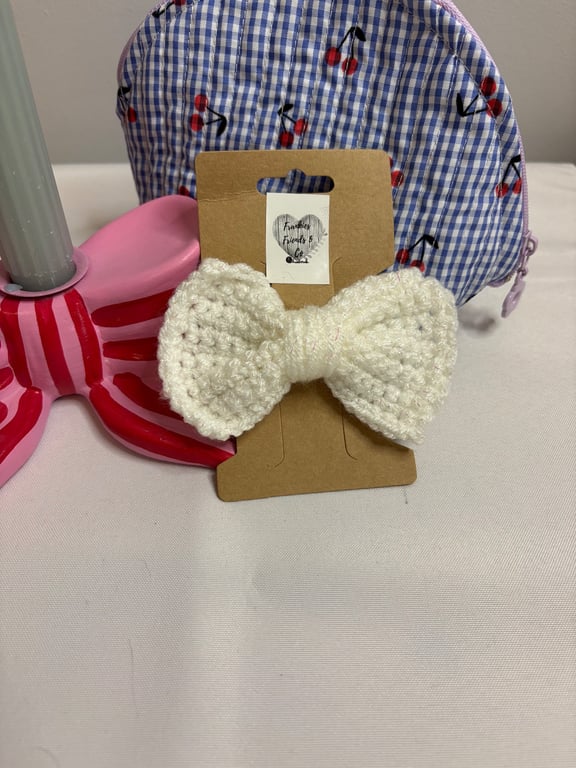 White Sparkle Hair Bow 