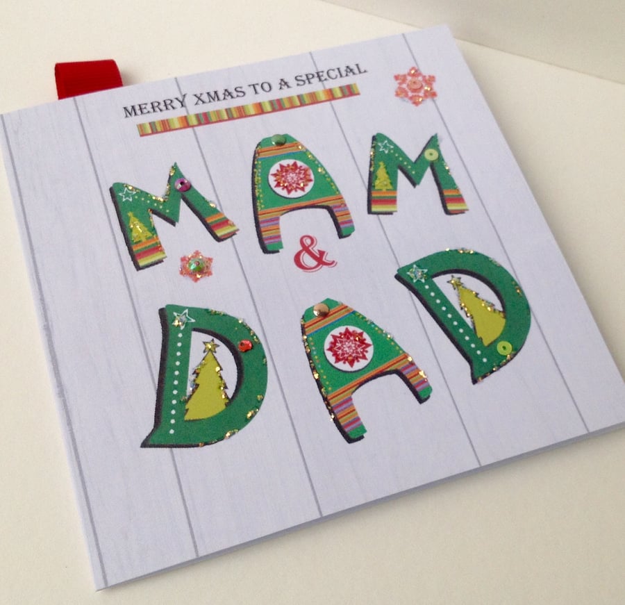 Christmas Card Family,Mam & Dad,Design,Handmade Card,Can Be Personalised