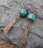 Handmade Copper and Ocean Spray Lampwork Earrings - Image 2