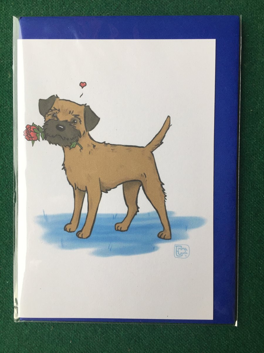 Border Terrier Rose CArd