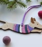 Jumping Wooden Sausage Dog in Jumper Decoration  - Image 4