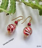 Murano Glass & Eco Bamboo Red Coral Gold Vermeil Earrings  - Image 6