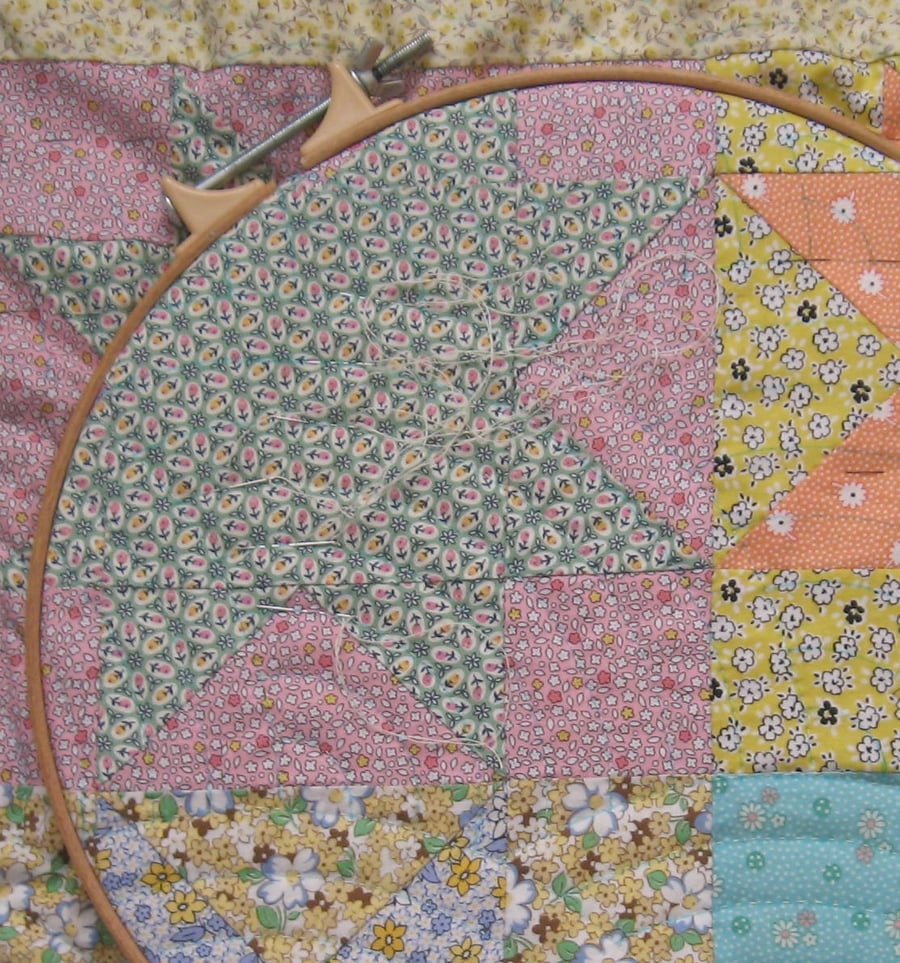 Custom made "Miss Peggy" hand sewn baby quilt