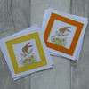Bunny with Daffodils - Two Small Cute Easter Cards