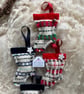 Christmas Stocking decoration - Blue, Thistle & Navy. Handwoven in Wales - Image 3