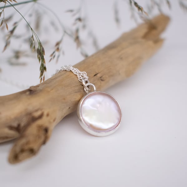 Pearl Pendant, Pink Pearl Necklace