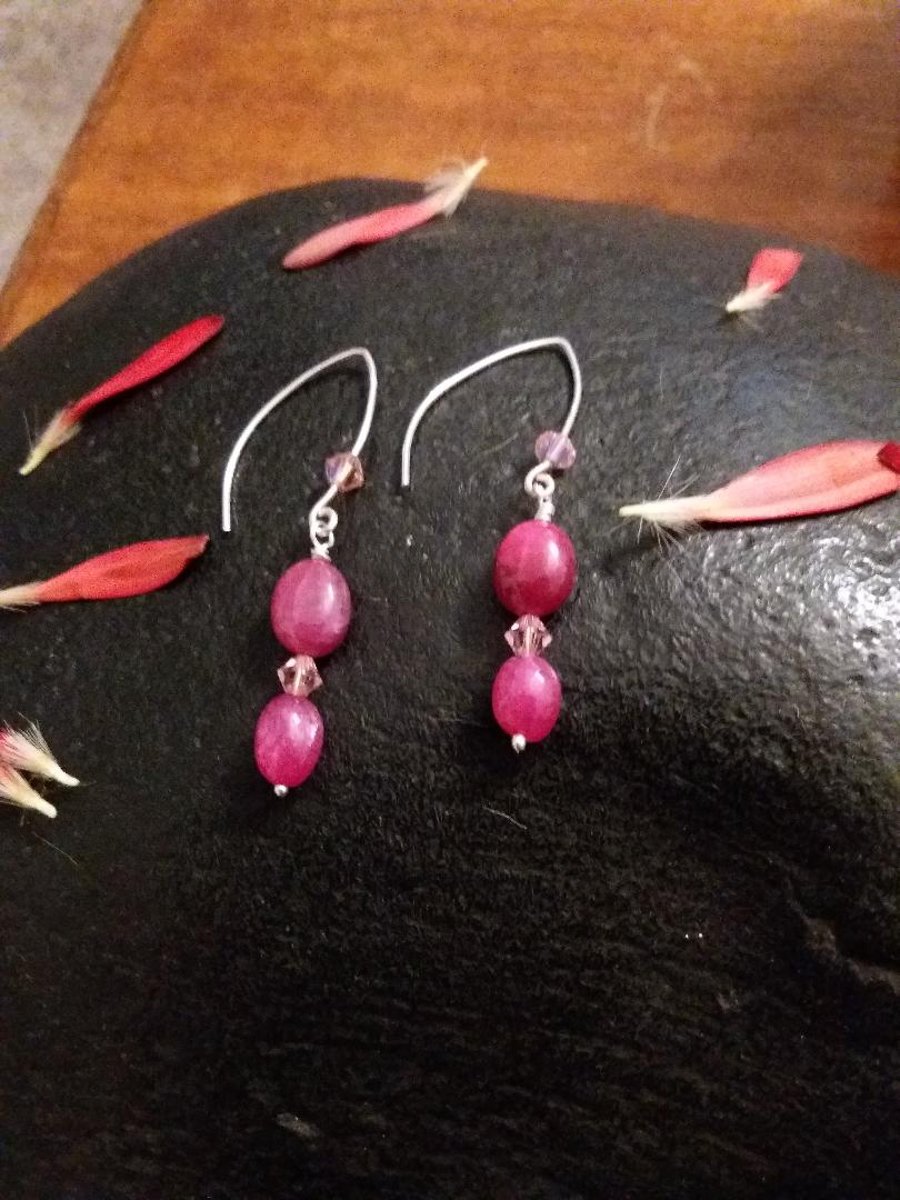 Ruby bead earrings