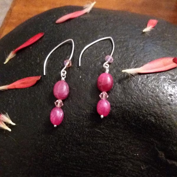 Ruby bead earrings