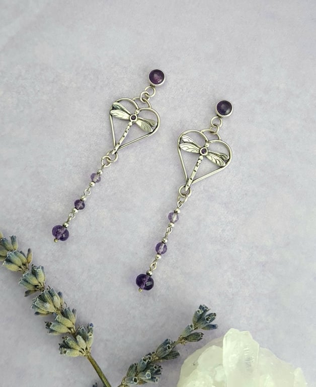 Dragonfly heart earrings 