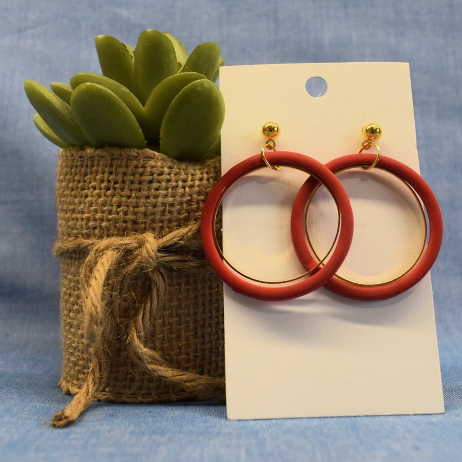 Red Circle Statement Earrings