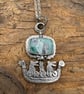 Hare Viking Ship Pendant with Aquaprase - Image 2