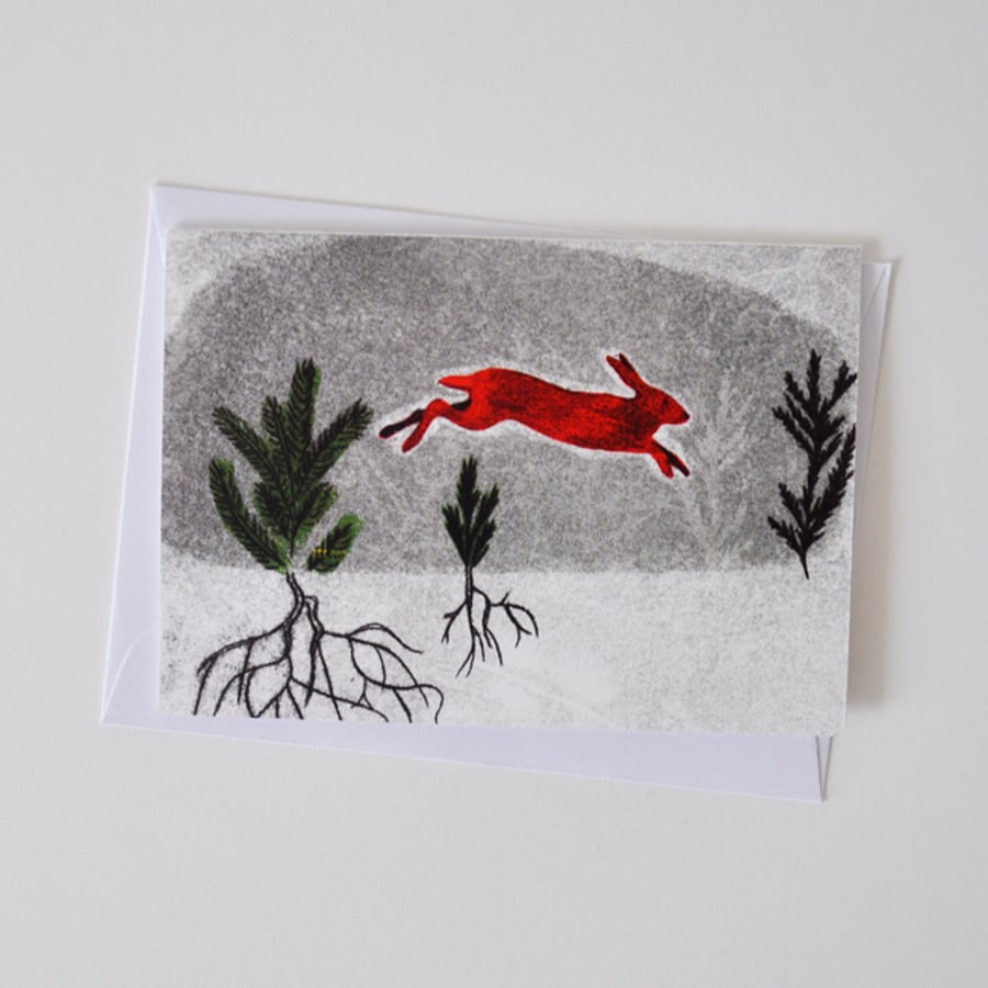 Rabbit Hare Greeting Card for birthdays etc and fairy tale lovers