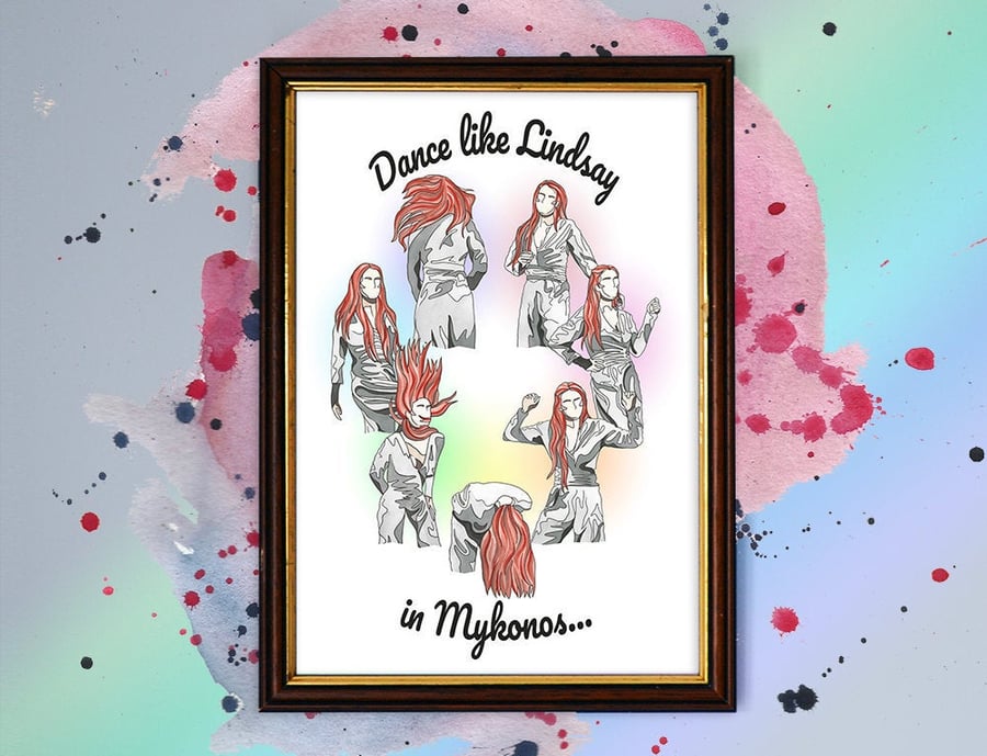 Lindsay Lohan - Mykonos Dance Watercolour Print