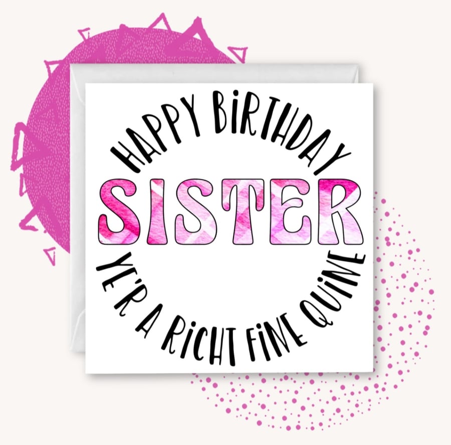 Happy Birthday Sister  Tartan Doric Greetings Card