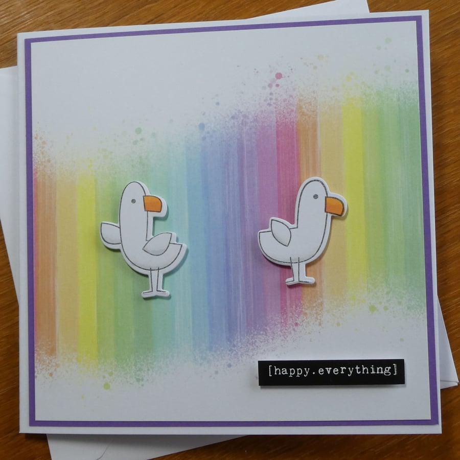 Happy Everything Card - Bright Rainbow Stripes