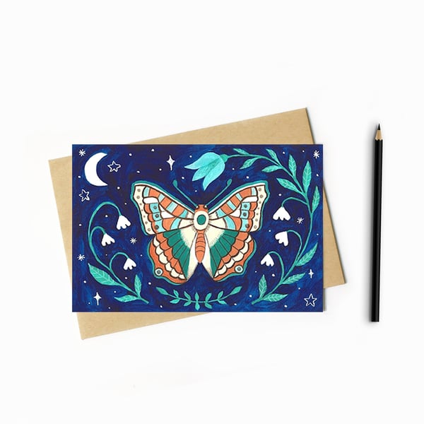 Botanical Butterfly Card - Blank Card - Greeting Card