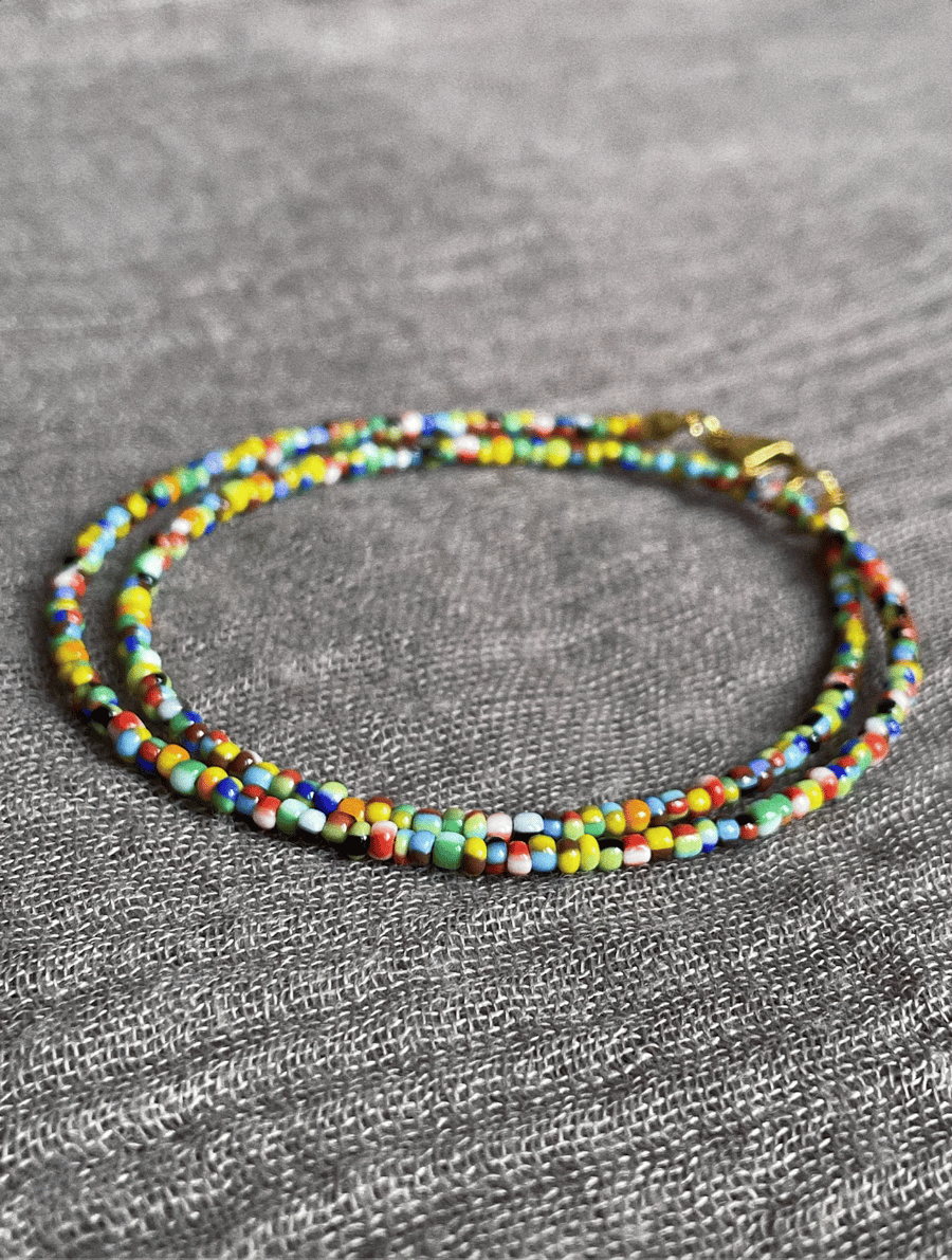 Handmade colourful beaded summer necklace, rainbow chocker, gift for her, trendy