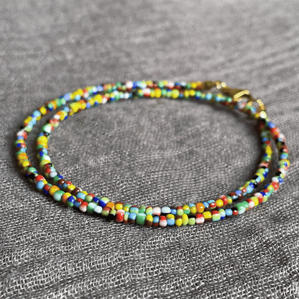Handmade colourful beaded summer necklace, rainbow chocker, gift for her, trendy