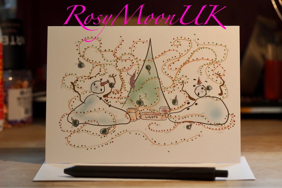 Naughty Snowmen Putting the Christmas Tree Up