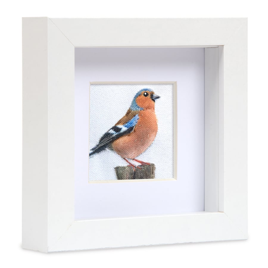 Chaffinch, little 3D fabric chaffinch picture framed, chaffinch gift