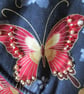 Red and Gold Butterfly Fabric Clutch Bag with Beading - Image 3