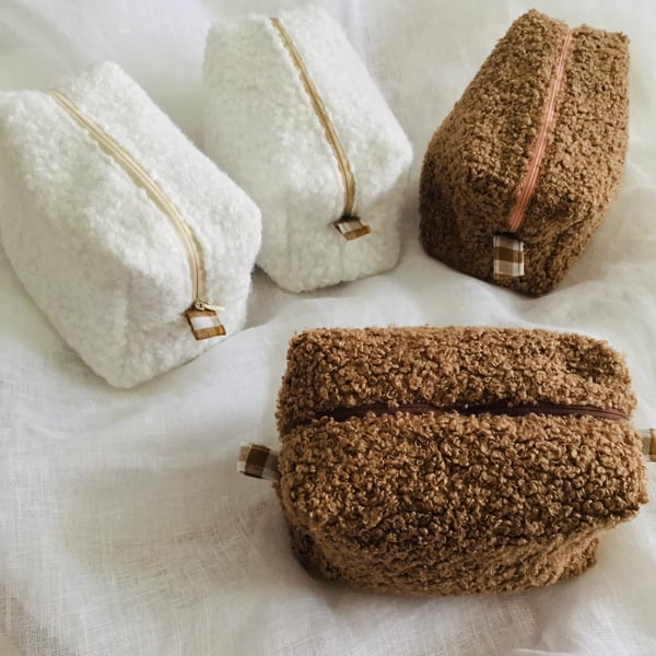 Faux Shearling Toiletry Bag Make Up Bag 