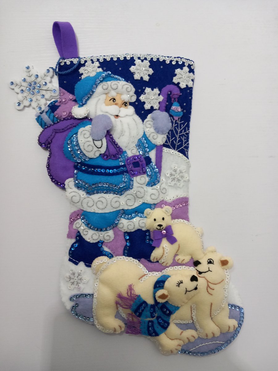 Bucilla Arctic Santa FINISHED Christmas Stocking - Can be Personalised