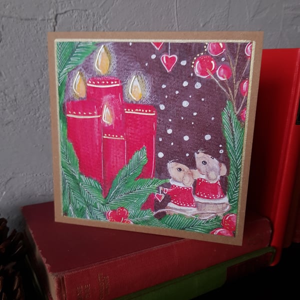 Christmas with Molly and Maurice- Advent Candles, blank card