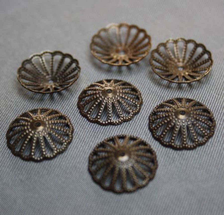 Pack of 50 - Low Antique Bronze Bead Cap 13mm