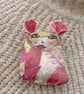 Petal, original printed and embroidered textile brooch - Image 1