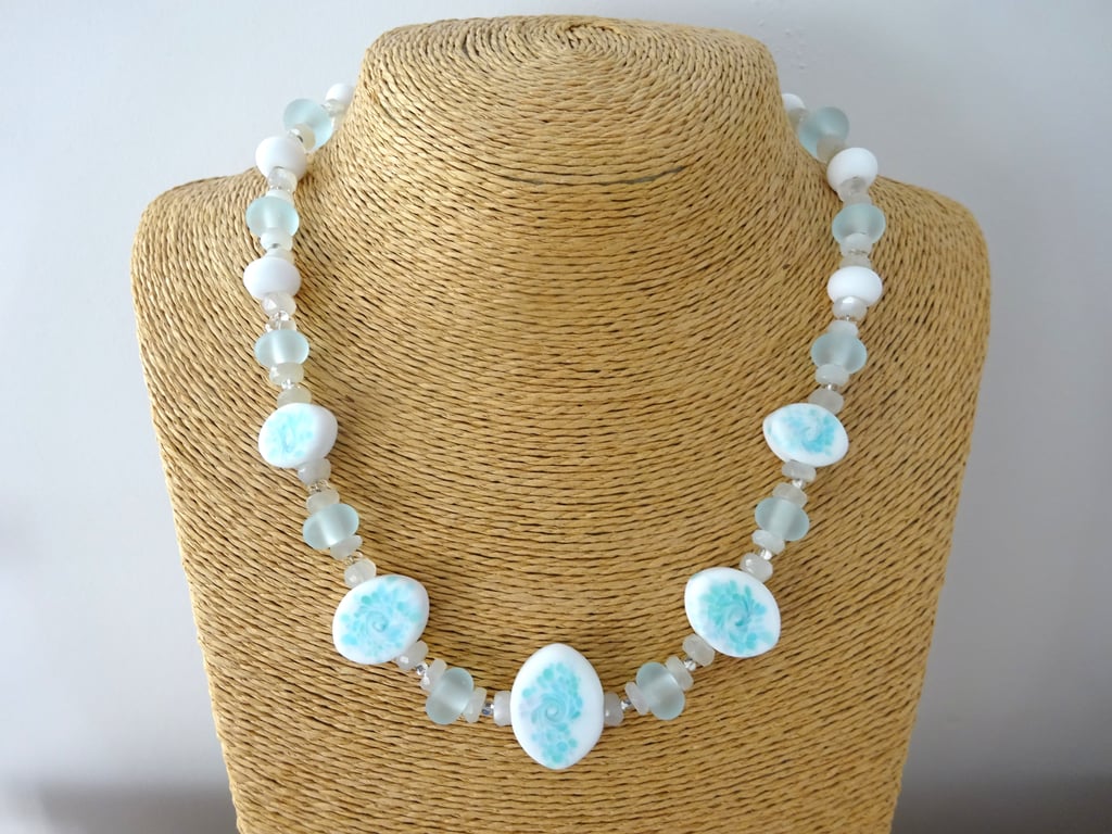 blue water and moonstone necklace
