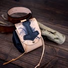 Handmade Viking-style Leather Belt Pouch with "Mjolnir - Thor's Hammer". Hip-bag