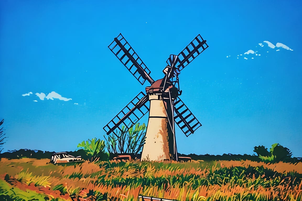 Windmill Norfolk Broads Art Greeting Card A5