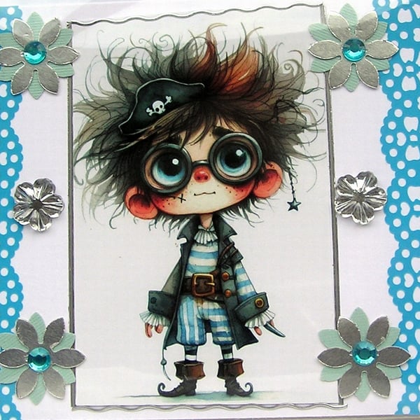 Pirate Prince - Hand Crafted Decoupage Greeting Card - Blank - 3044
