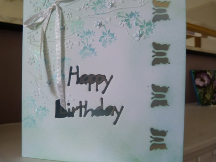 Pale Green Happy Birthday Card