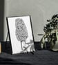 Black & White Botanical Morel Mushroom Art Print Hand-Drawn A5 Illustration - Image 3