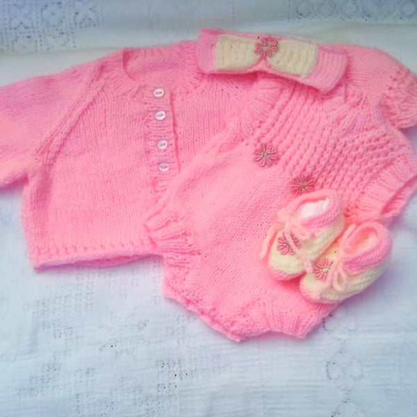 Sleeveless Romper Cardigan Headband and Shoes Set, Baby Shower Gift, Custom Make