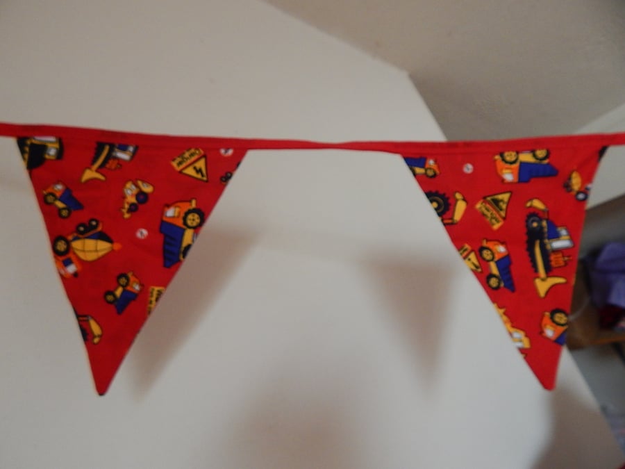 Bunting Construction Boys Flags Red 10 Flags 3 metres 10 foot Double Sided