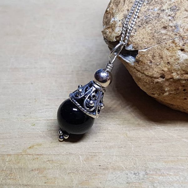 Black Tourmaline pendant. October birthstone