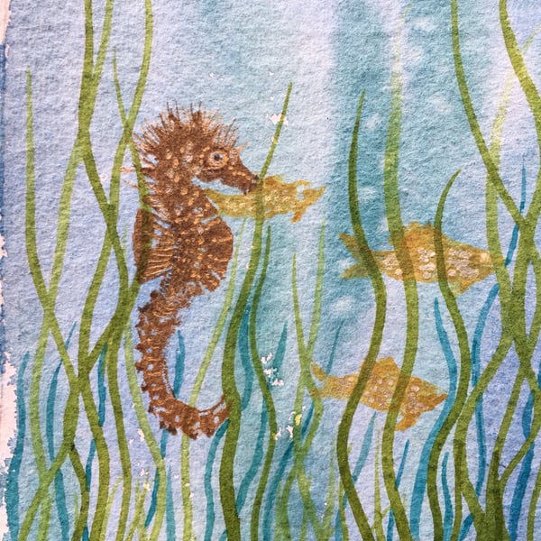 Tiny seahorse original art 