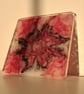 Handmade epoxy resin square coaster. Black, white and red