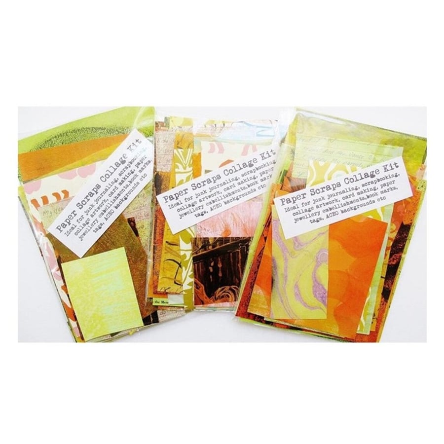 Hand Painted Paper Scrap Pack Yellow Orange Tones Scrapbooking Junk Journals