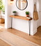 Rustic Solid Wooden Narrow Hallway Entrance Table with Metal Hairpin Legs