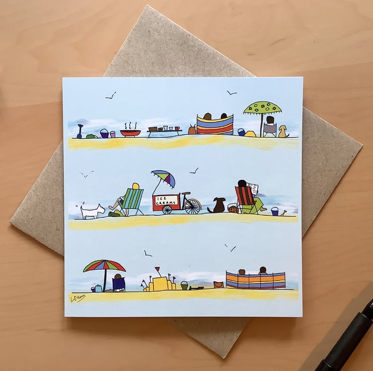 Greetings card - seaside - beach - Folksy