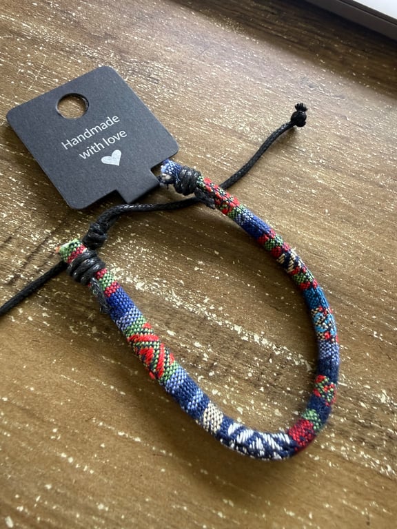 Handmade Multicolor Woven Cord Adjustable Bracelet