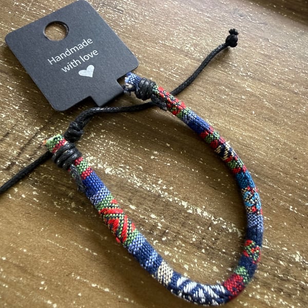 Handmade Multicolor Woven Cord Adjustable Bracelet