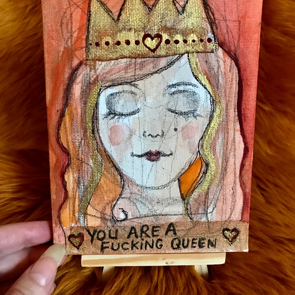 Original painting 6" by 5" with display easel