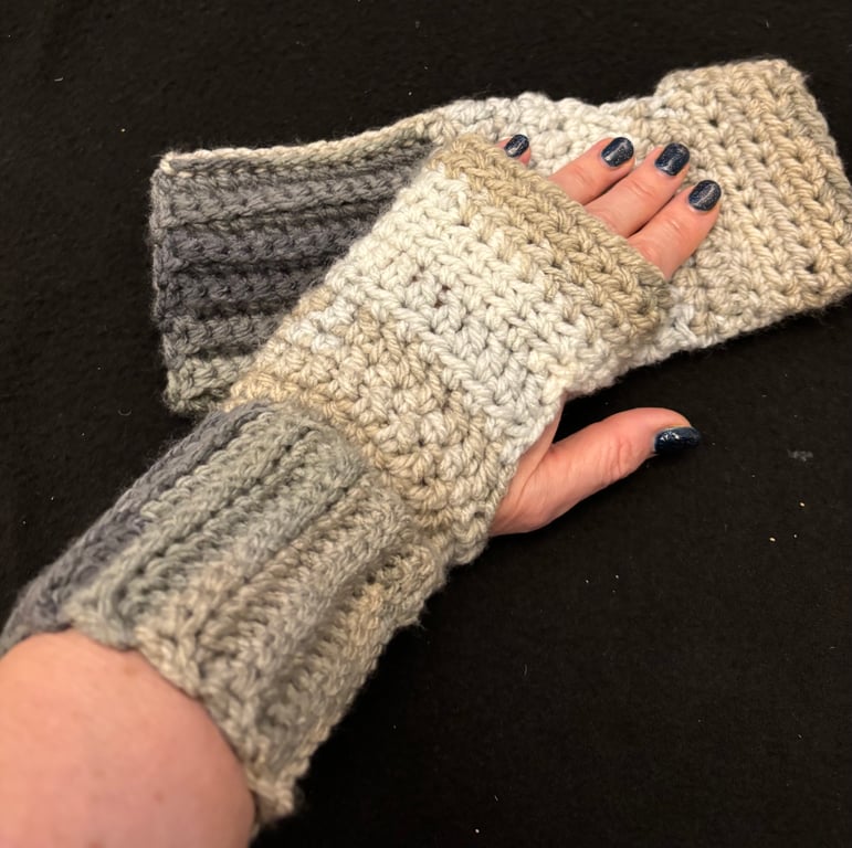 Hand Crocheted Chunky Fingerless Wrist Warmers